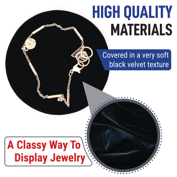 Round Black Velvet Jewelry Display Pads - 5-Pack; 3in, 5in, 7in, 9in, and 11in Diameter - 5 Pack