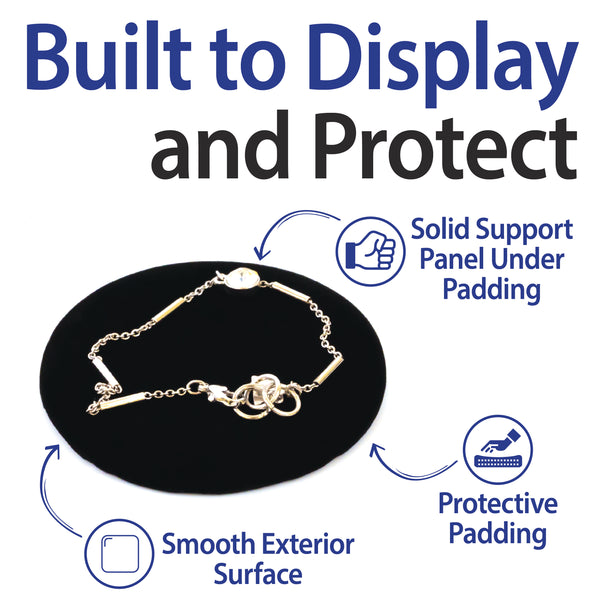 Round Black Velvet Jewelry Display Pads - 5-Pack; 3in, 5in, 7in, 9in, and 11in Diameter - 5 Pack