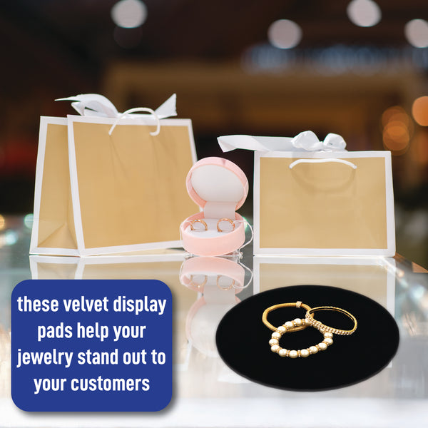 Round Black Velvet Jewelry Display Pads - 5-Pack; 3in, 5in, 7in, 9in, and 11in Diameter - 5 Pack