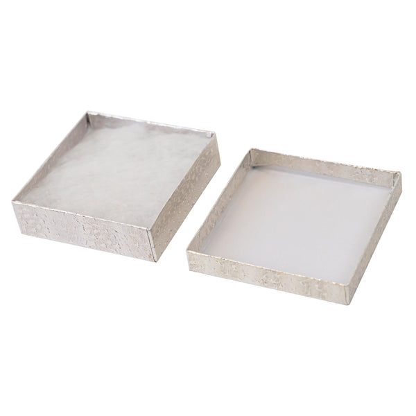 Silver Textured Jewelry Display Box, 3-1/2" L x 3-1/2 " W x 1" H