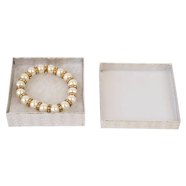 Silver Textured Jewelry Display Box, 3-1/2" L x 3-1/2 " W x 1" H